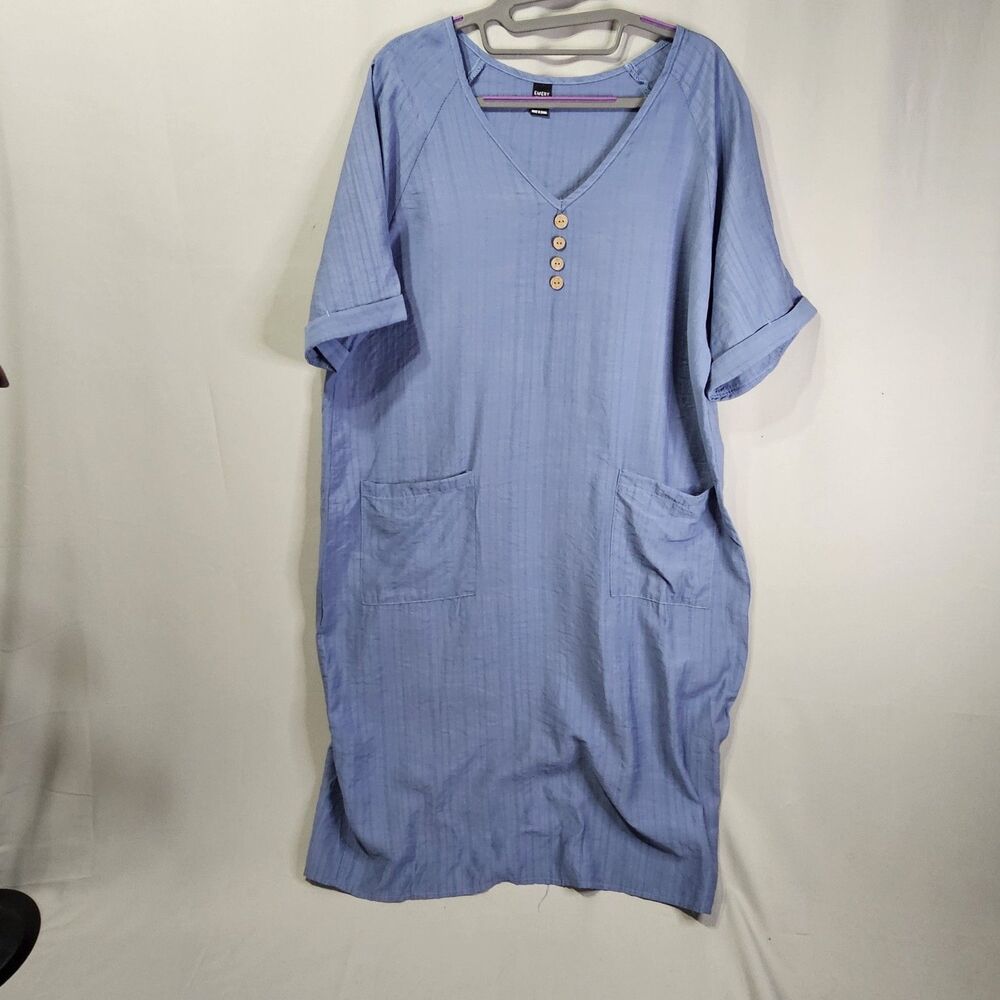 Emery Rose A Line Maxi Dress Womens XLarge Blue Round Neck Ruffle Hem Casual